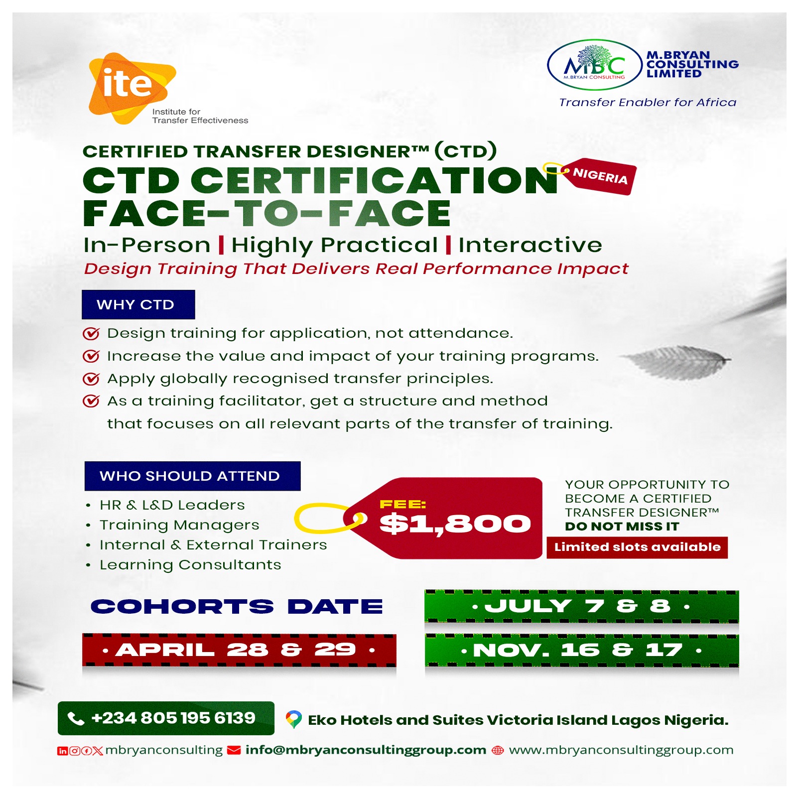 Certified Transfer Designer Certification